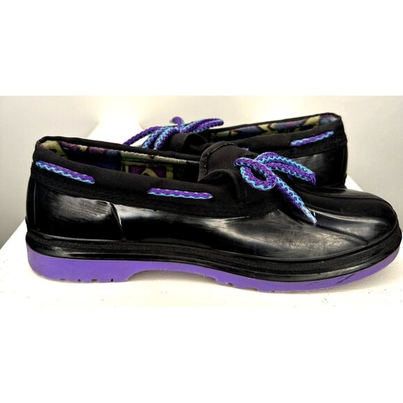 Kamik Womens Boots Duck Bootie Lined Lace Up Snow Mud Rain Black Purple Size 8 - Picture 5 of 10